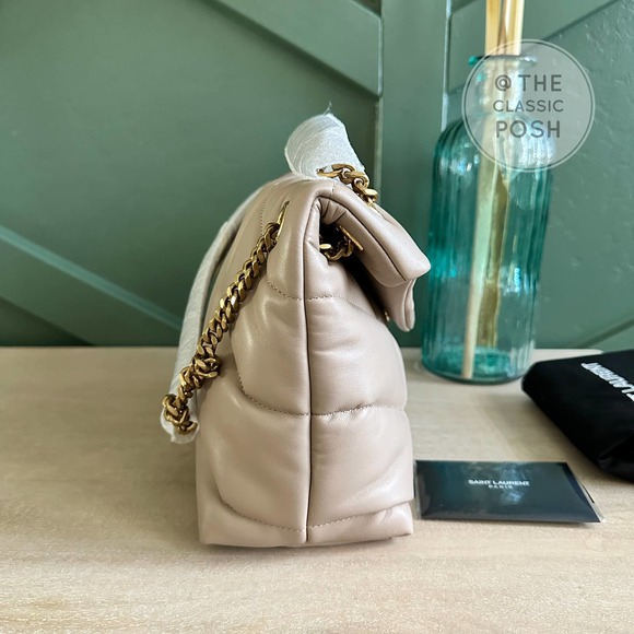 ❌SOLD❌Saint Laurent Loulou Puffer Small Darke Beige Gold HW - Picture 3 of 16